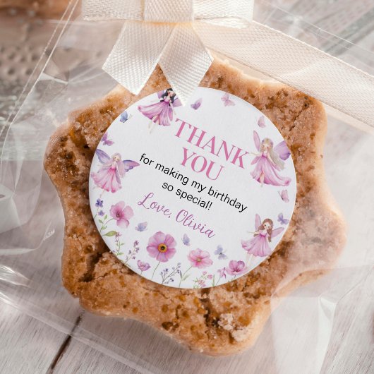 Butterfly Fairy Floral Garden Birthday ラウンドシール