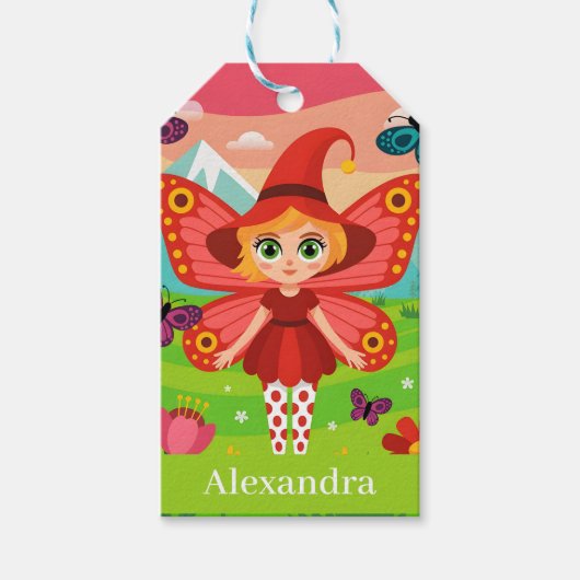 Butterfly Fairy Illustration in Whimsical Forest ギフトタグ (正面)