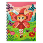 Butterfly Fairy Illustration in Whimsical Forest ノートブック (正面)