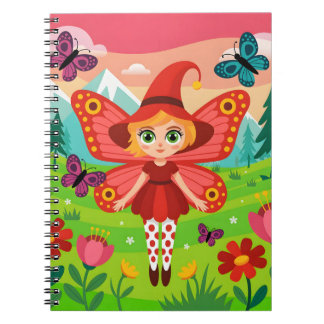 Butterfly Fairy Illustration in Whimsical Forest ノートブック