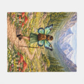 Butterfly Fairy Mountain Hiker | Fairycore Flower フリースブランケット (正面(横))