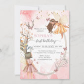 Butterfly Fairy Pink Girl Birthday Invitation 招待状 (正面)