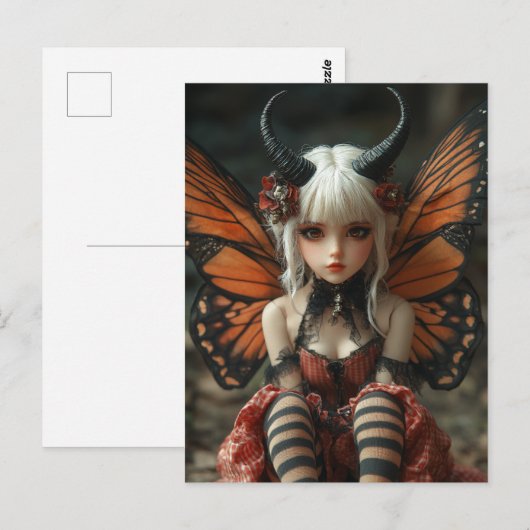 Butterfly Fairy Woman ポストカード (正面/裏面)