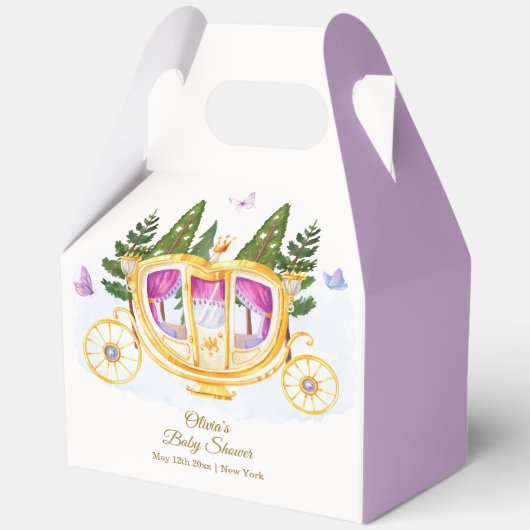 Butterfly Fairytale Princess Carriage Baby Shower フェイバーボックス (正面)