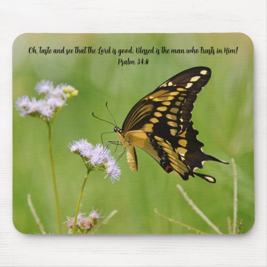 Butterfly Faith Bible Verse Nature Mouse Pad マウスパッド (正面)