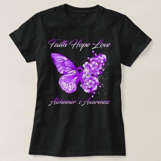 Butterfly Faith Hope Love Alzheimer’S Awareness Tシャツ (デザイン正面)