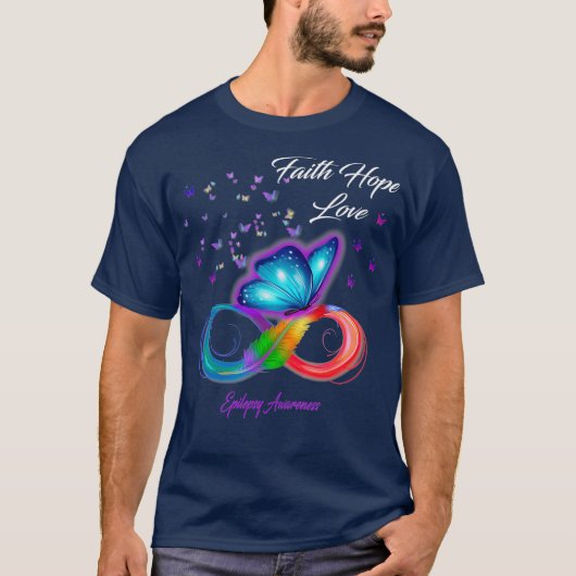 Butterfly Faith Hope Love Epilepsy Awareness Tシャツ (正面)