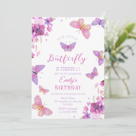 Butterfly First Birthday 招待状 (スタンド正面)