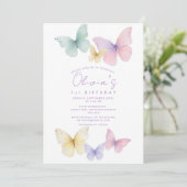 Butterfly First Birthday Girl Invitation 招待状 (スタンド正面)