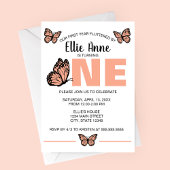Butterfly First Birthday Invitation 招待状