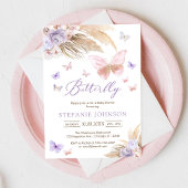 Butterfly Floral Baby Shower Invitation 招待状