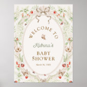 Butterfly Floral Baby Shower Welcome ポスター (正面)