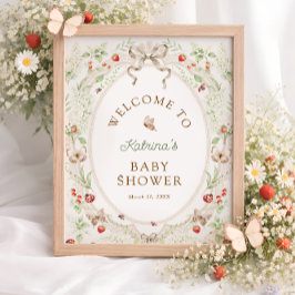 Butterfly Floral Baby Shower Welcome  ポスター