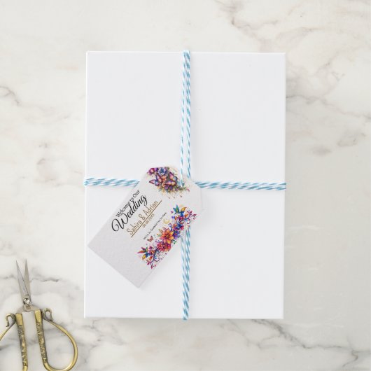 Butterfly Floral Gift Bag -Customization Available ギフトタグ (より糸つき)