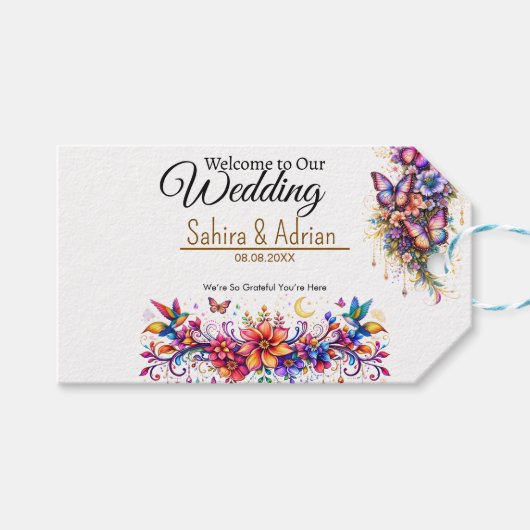 Butterfly Floral Gift Bag -Customization Available ギフトタグ (正面(横))