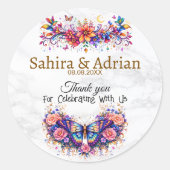 Butterfly Floral Gift Bag -Customization Available ラウンドシール (正面)