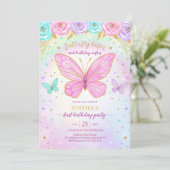 Butterfly Floral Girl Birthday Invitation 招待状 (スタンド正面)