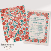 Butterfly Floral Graduation Card Shower Invitation 招待状