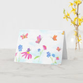 Butterfly & Floral Greeting Card (Blank Inside) カード (黄色い花)