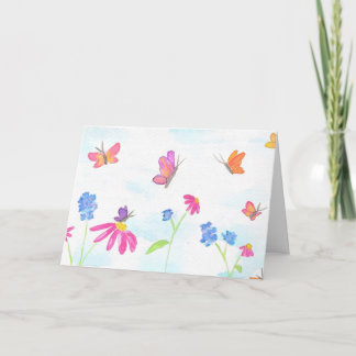Butterfly & Floral Greeting Card (Blank Inside) カード
