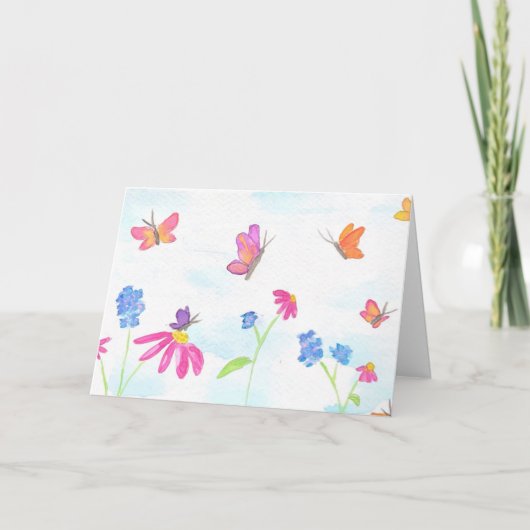 Butterfly & Floral Greeting Card (Blank Inside) カード (正面)