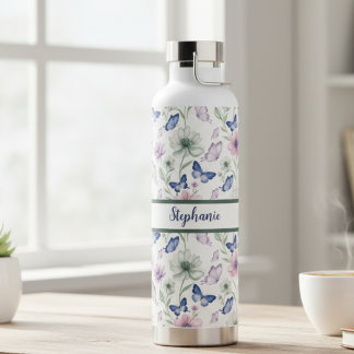 Butterfly Floral Pattern Water Bottle ウォーターボトル