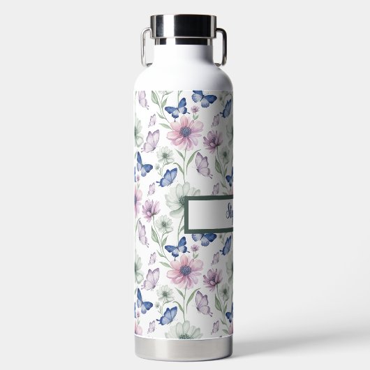 Butterfly Floral Pattern Water Bottle ウォーターボトル (正面)