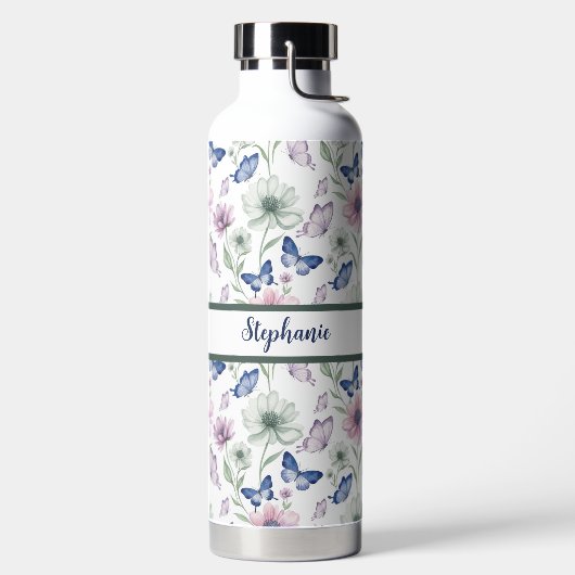 Butterfly Floral Pattern Water Bottle ウォーターボトル (左面)