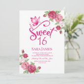 Butterfly Floral Sweet 16 Invitation 招待状 (スタンド正面)