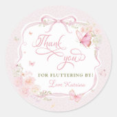 Butterfly Floral Thank You Fluttering By  ラウンドシール (正面)