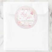 Butterfly Floral Thank You Fluttering By  ラウンドシール (バッグ)