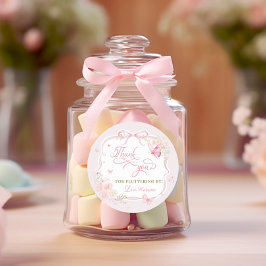 Butterfly Floral Thank You Fluttering By  ラウンドシール