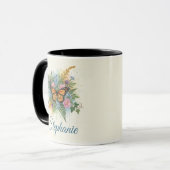 Butterfly Floral Wreath Two-Tone Coffee Mug マグカップ (正面左)