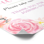 Butterfly Florals Party Favors Sign ポスター (角)