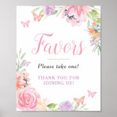 Butterfly Florals Party Favors Sign ポスター (正面)