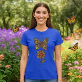 Butterfly & Flower Retro 70's Art Tシャツ