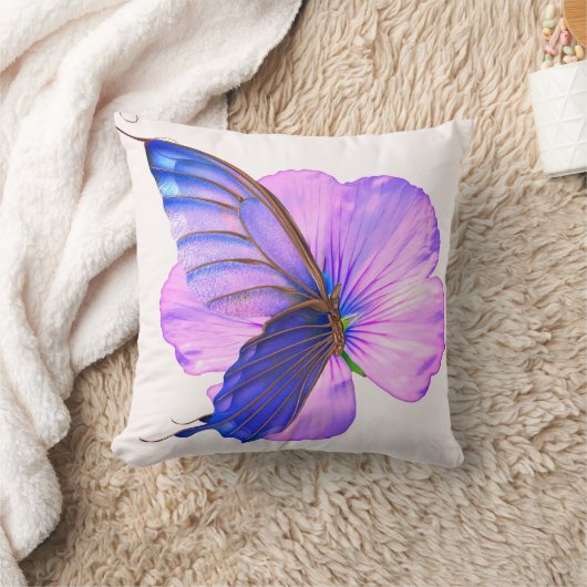 Butterfly Flower Throw Pillow クッション (ブランケット)