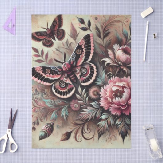 Butterfly Flowers Butterflies Whimsical Decoupage 薄葉紙 (クラフト)