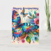 Butterfly Flowers Happy Anniversary Greeting Card カード (正面)