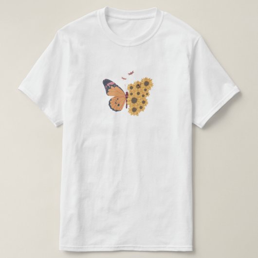 butterfly flowers tシャツ (デザイン正面)