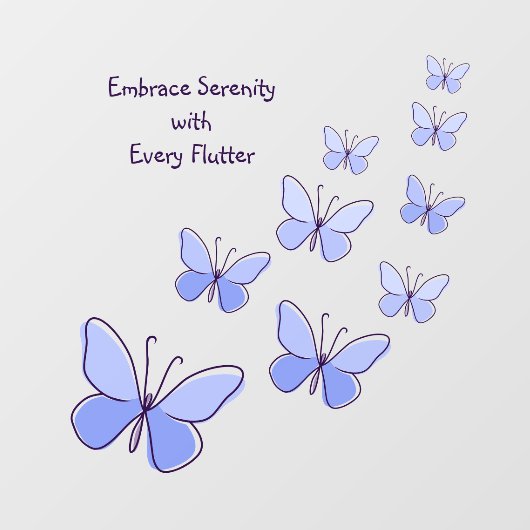 Butterfly Flutter in Blue - 優雅さを抱擁するバスルーム ウィンドウサイン (シート)