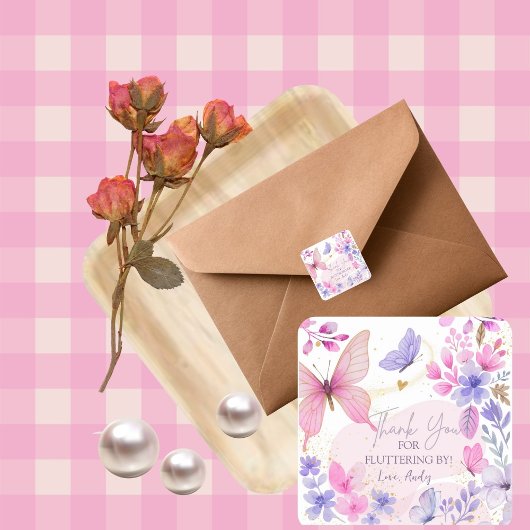 Butterfly  Fluttering  Birthday girl  スクエアシール