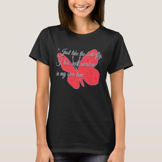 Butterfly  for women kids with positive message tシャツ (正面)
