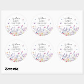 Butterfly Garden Baby Shower Favor Stickers ラウンドシール (シート)