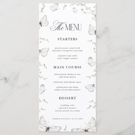 Butterfly Garden Baby Shower or Bridal Shower  メニュー (正面)