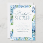 Butterfly Garden Blue Hydrangea Bridal Shower 招待状 (正面)