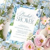 Butterfly Garden Blue Hydrangea Bridal Shower 招待状