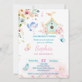 butterfly garden first birthday invitation 招待状 (正面)