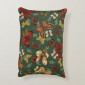 Butterfly Garden Fresh Green Pattern  アクセントクッション (裏面(縦))