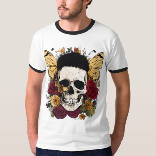 Butterfly Garden Harmony – Nature-Inspired Floral  Tシャツ (正面)